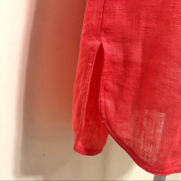 Diane Gilman Collection Coral Linen Blouse - Picture 4 of 8